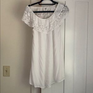 Low back off the shoulder white dress